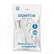 Удлинитель 4х5м без заземл. 10А IP20 2.2кВт ПВС 2х1 бел. DOMTOK 2357