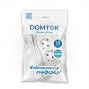 Удлинитель 2х1.5м с заземл. 16А IP20 3.5кВт ПВС 3х1 бел. DOMTOK 2384