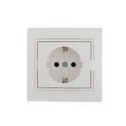Розетка 1-м СП Mira 16А IP20 с заземл. с бел. вставкой керамика бел. LEZARD 701-0202-122