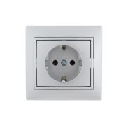 Розетка 1-м СП Mira 16А IP20 с заземл. со вставкой керамика сер. метал. LEZARD 701-1010-122