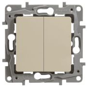 Выключатель 2-кл. СП Etika 10А IP20 250В 10AX с подсветкой/индикацией безвинтов. зажимы механизм сл. кость IEK 672304