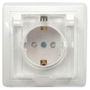 Розетка 1-м СП Кварта РСбш10-3-ККБ-44 16А IP44 с заземл. защ. шторки с крышкой керамика бел. GENERICA ERK70-K01-10-DM-44