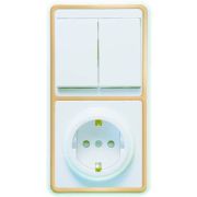 Блок БКВР-035 Бэлла (2-кл. выкл. + евророзетка с защ. шторками) зол. Кунцево 5836