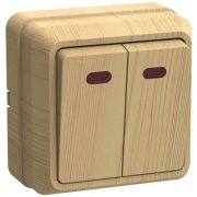 Выключатель 2-кл. ОП Октава 10А IP20 ВС20-2-1-ОС с индикацией сосна GENERICA EVO21-K03-10-DC