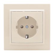 Розетка 1-м СП Минск 16А IP20 с заземл. защ. шторки беж. EKF ERR16-028-200