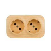 Розетка 2-м ОП Quteo 16А IP20 250В 2х2P+E с заземл. защ. шторки дерево IEK 782287